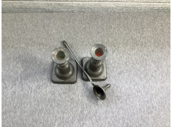 Colonial Casting Candle Holders With Candle Snuffer