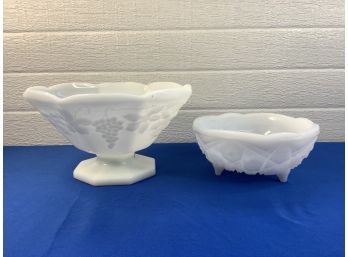 Milk Glass Candy Dish Lot Of 2