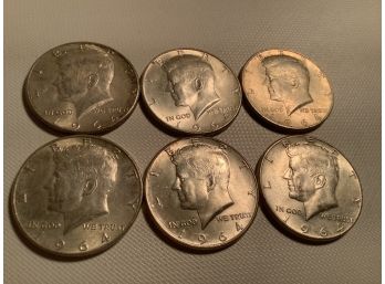 1964 Half Dollar Lot Of 6