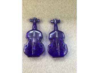 Blue Glass Violin Bottles