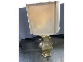 Double Lighted Metal Table Lamp With White Shade