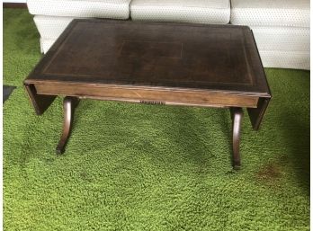 Leather Top Coffee Table With Folding Sides