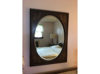 Hitchcock Oval Shaped Mirror In Wooden Frame