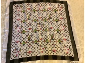 Louis Vuitton Paris Black And White Scarf With Colorful Designs