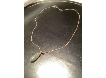 14k Gold Necklace With Raindrop Pendent
