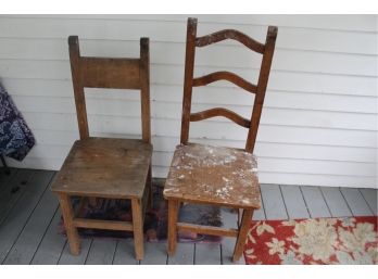 2 Rustic Wood Chairs