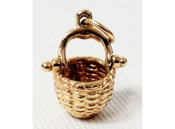 Cute 14k Yellow Gold Nantucket Basket Charm / Pendant