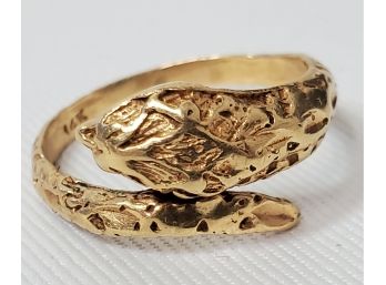 14k Yellow Gold Unisex Snake Ring - Size 9