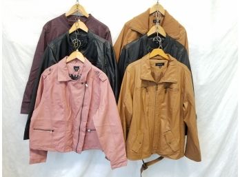 Six Womens Faux Leather Jackets