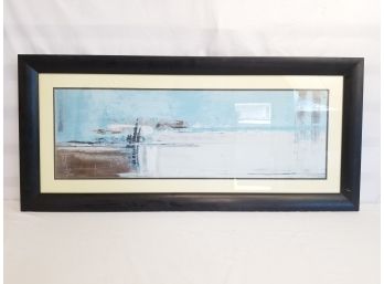 Framed Blue-Brown Abstract Scene Art Painting - Signed By Artist