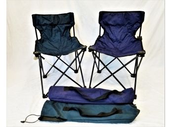 Two Portable Canvas Folding Chairs With Carrying Case