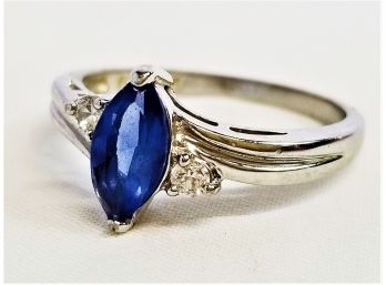 925 Sterling Silver Simulated Tanzanite And Cubic Zirconia  Ring Size 12