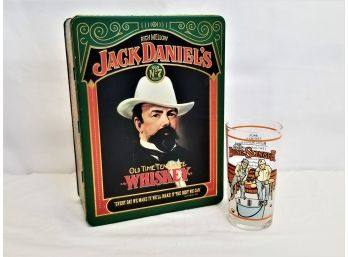 VINTAGE Old No. 7 Jack Daniels Tennessee Whiskey Tin And Bung Slinger Highball  Recipe Glass