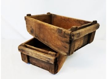 Two Vintage Industrial Wood Crates