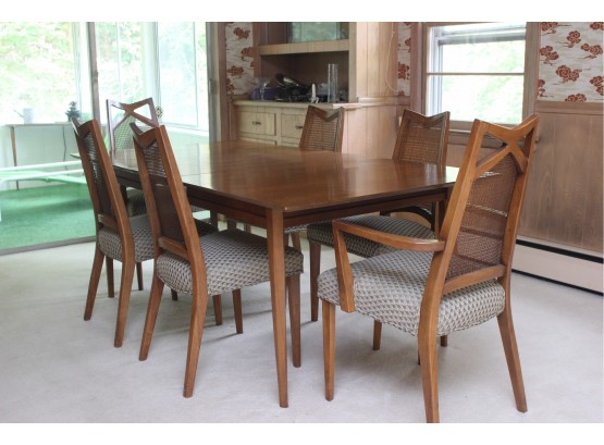 Beautiful Drexel Mid-Century Dining Table And 6 Cane Backed Chairs
