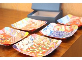 Set Of Five Beautifully Handcrafted Japanese Washi Paper Saucers