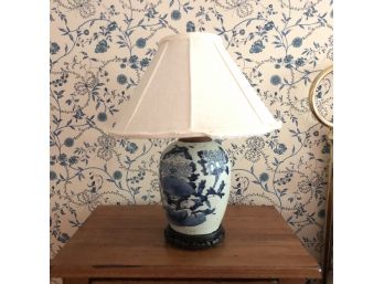 A Chinese Export Blue And White Lamp
