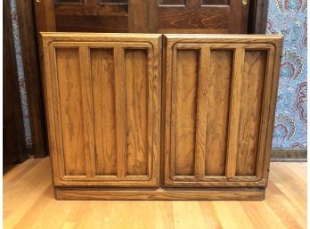 Double Door Oak Laminate Two Shelf Cabinet   36x18x27 Great BAR!