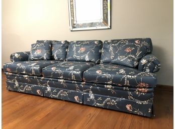 Vintage Traditional Waxed Chintz Rolled Arm 3 Cushion Sofa From Henredon - 82'