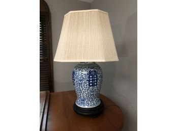 A Chinese Export Ginger Jar Form Lamp In Blue And White