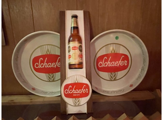 SCHAEFER ADVERTISING TRAYS AND SIGNS