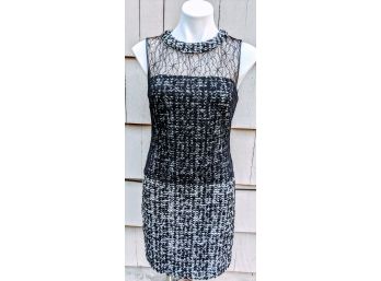 Gorgeous Wool/crepe,  Black/Grey Dress With Lace Top By Bailey44 Size Medium