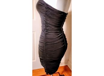 Super Sexy  Black Shirred Dress By Velvet With Zipper Down Back. Size Small