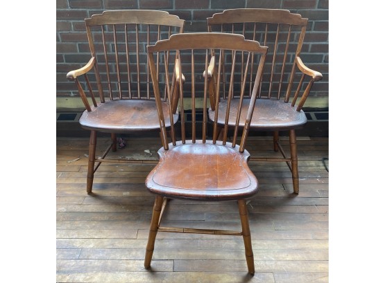 Three Conant Ball Vintage Windsor Style Chairs