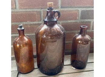 Vintage Brown Glass Bottles
