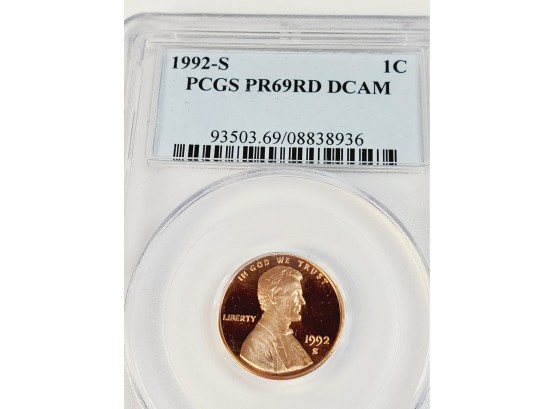 1992-s Proof Lincoln Cent PCGS Graded Slab  PR69 DCAM