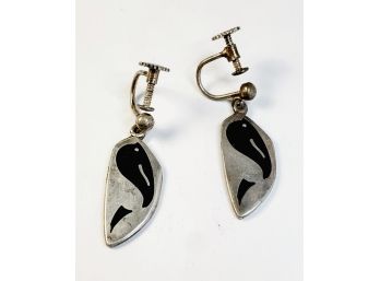 Vintage Meka Denmark  Sterling Silver  Retro Hanging Earrings