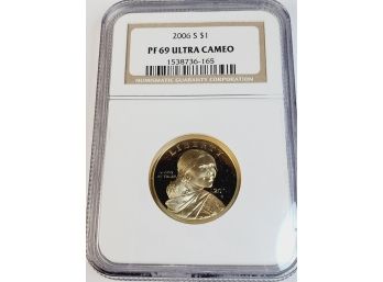 2006 Proof Sacagawea Golden Dollar Ultra Cameo Proof NGC PF 69Graded Slab
