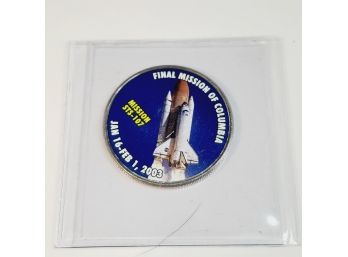 2014 Kennedy Half Dollar Colorized Coin  Mission STS-107 Final Mission Of Columbia