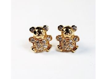 Gold Over Sterling Silver Mouse Earrings