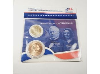 U S Government Millard Fillmore  Presidential $1 Coin And First Spouse Medal Set