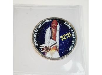 2014 Kennedy Half Dollar Colorized Coin  Mission STS-107 TRIBUTE To  Mission Of Columbia