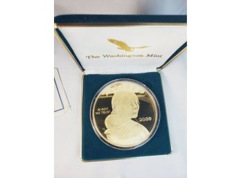 2000 Giant Quarter Pound .999 Silver Proof Golden Dollar Sacagawea Coin In Display Box & COA