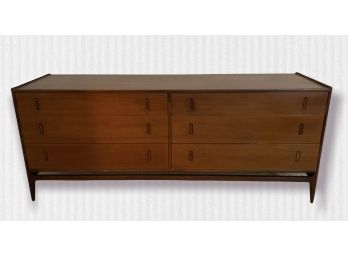 Mid Century Low Dresser With Wood Pulls  71' X 18'  X 31'