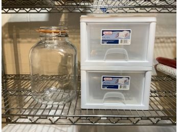 Clamp Jar- Made In Italy & 2 Sterilite Plastic Containers