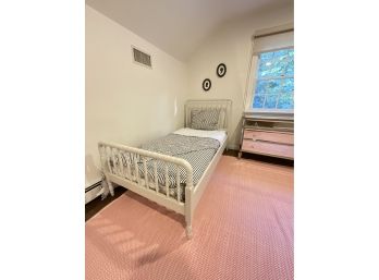 Pottery Barn Kids Elsie Bed, Twin Simply White ( Retail $699 ) & Emily & Meritt Ruffle Stripe Bedding 2 Of 2