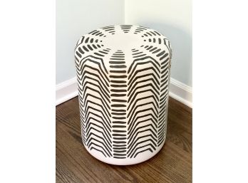 Ceramic Stool W Rattan- Accented Handles By Anthropologie