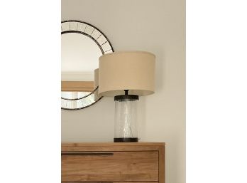 Blown Glass & Metal Cylinder Table Lamp