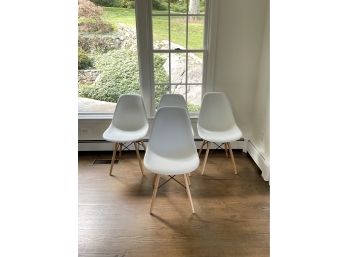 Mid- Century Modern Style Molded White Plastic Side Chairs- Set Of 4