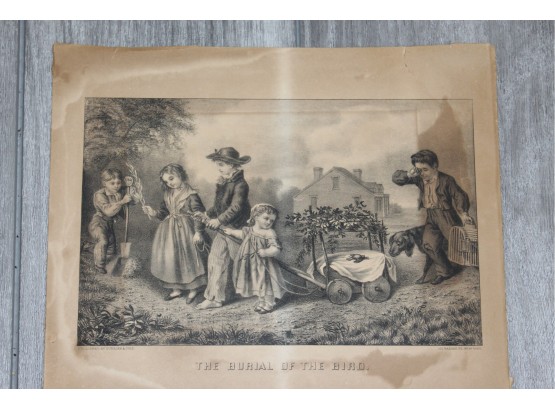 Original Currier And Ives - The Burial Of The Bird