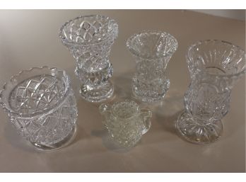 5 Small Crystal Vases