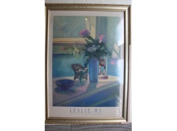 Leslie Wu Sill Life With Peonies - Pencil Signed