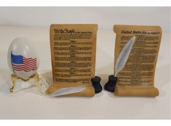 Lenox China Constitution And Bill Of Rights And Patriotic Egg With Stand