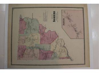 1867 Beers Map Of Somers NY - Linen Backed