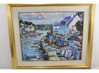 Howard Behrens Heavily Embellished Painting On Canvas