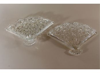 2 Fan Shaped Avon Crystal Dishes